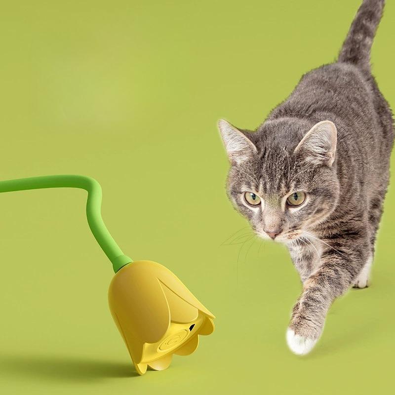 Cat Teaser Toy Automatic Rechargeable Motion Activated Flower Cat Toy Interactive Automatic Kitten Toy Cat Accessories