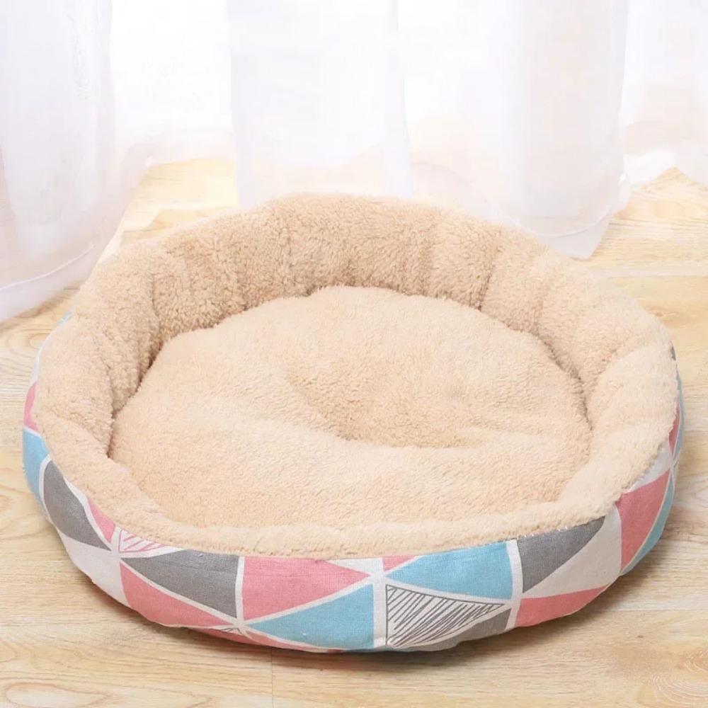 Round Dog Bed House Dog Mat Long Plush Cats Nest Dog Basket Pet Cushion Soft Warm Sleeping Pets Supplies Winter