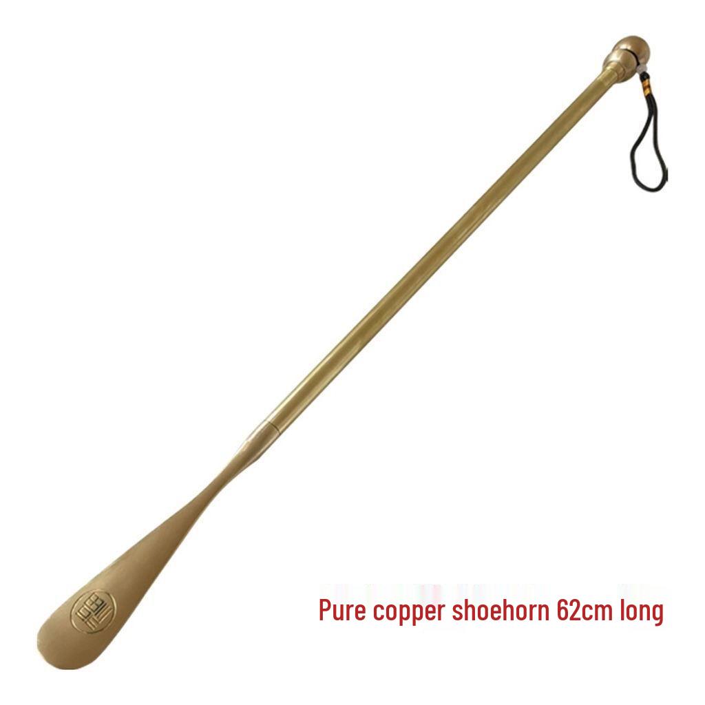 Extra Long Solid Wood Shoehorn with Copper Handle – Sandalwood & Rosewood, Ideal for Elderly Use