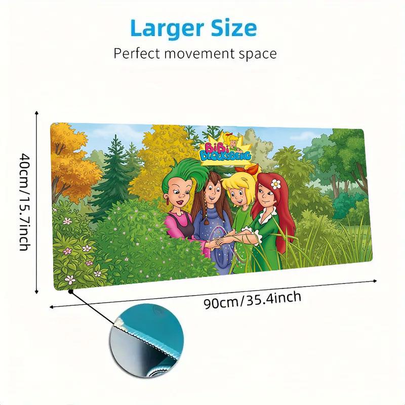 Bibi Blocksberg Adventure Large Size Mouse Pad Large Gaming Table Cushion Nonslip Laptop Tablet Big Mousepad Xxl Mat Mini Pc Playmat With Lock Edge
