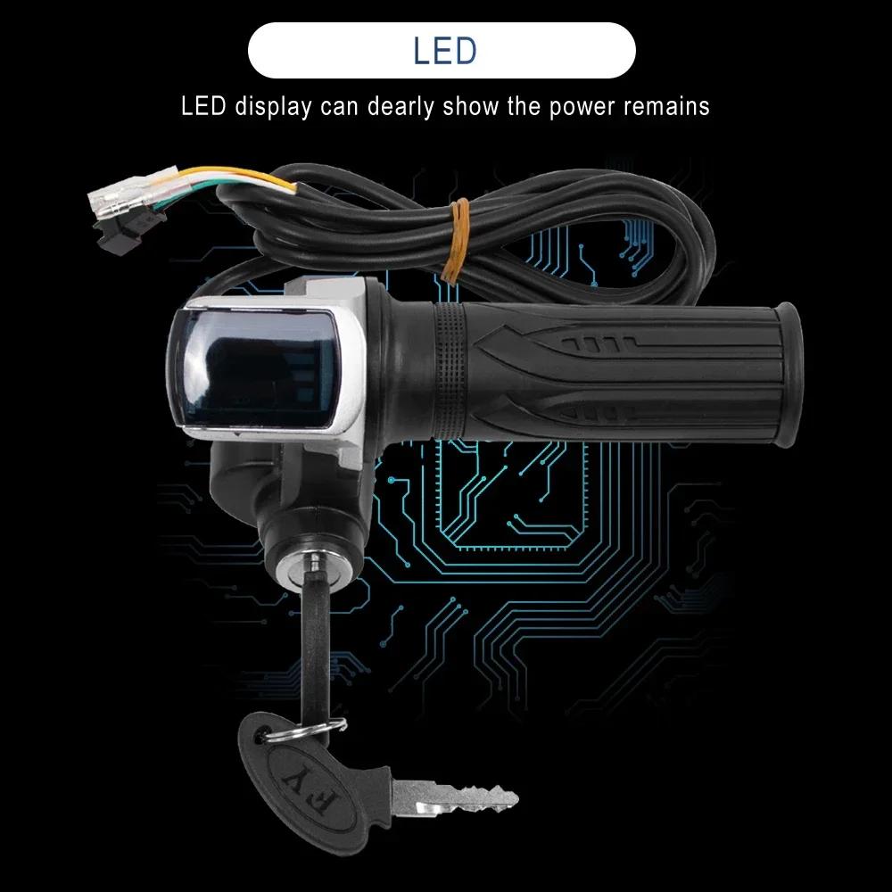 36V 48V 60V Χειρολαβή Γκαζιού Επιταχυντής Τιμονιού Ηλεκτρικού Ποδηλάτου με Κλείδωμα Επιταχυντής Ηλεκτρικού Ποδηλάτου Ηλεκτρικού Ποδηλάτου Ηλεκτρικού Πατινιού Ένδειξη Ισχύος Κλειδί LED Οθόνη