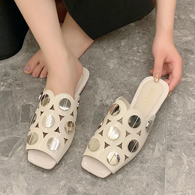 Fashion Designer Women Chunky Slippers Elegant Heeled Sandals Fashion Woman Shoes 2025 Luxury Brand Slides Party Dress New Mujer Zapatos