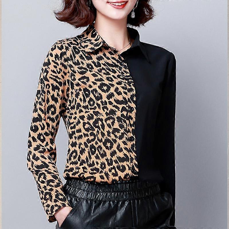 SURE XIAO STORY Print Office Ladies Chiffon Blouse Sexy Leopard Long Sleeve Blouse Blusas Mujer De