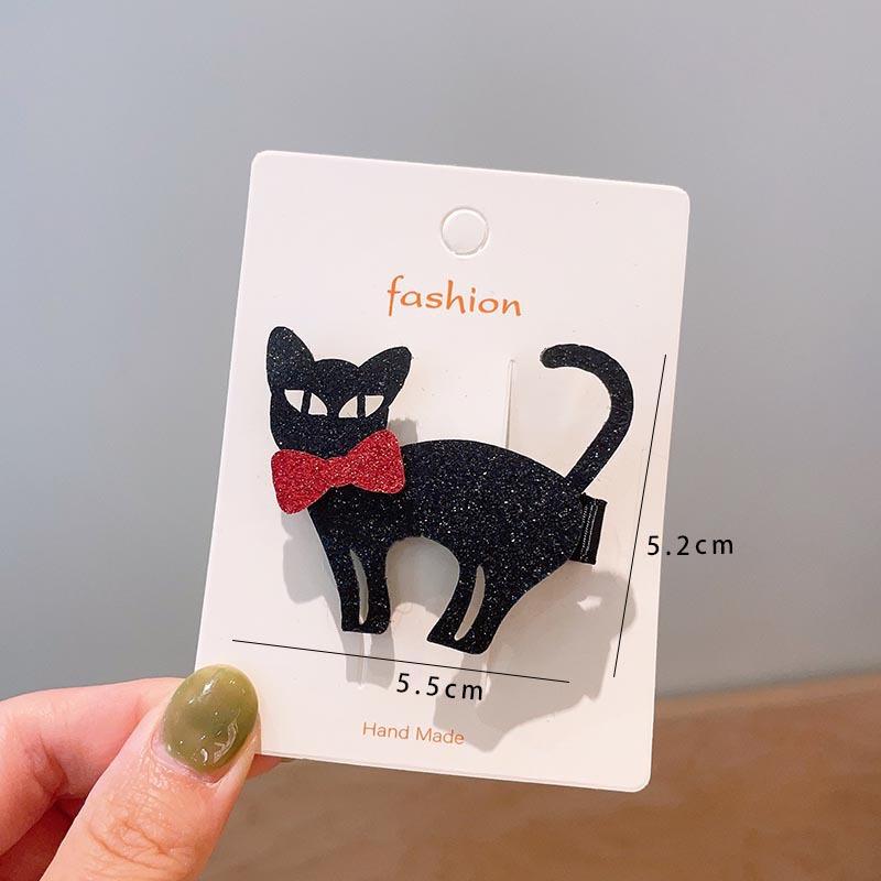 Halloween Children's Hair Accessories, Pumpkin Ghost, Funny Handmade Hair Clips, Black Bat Bow, Girl Party Hair Clips