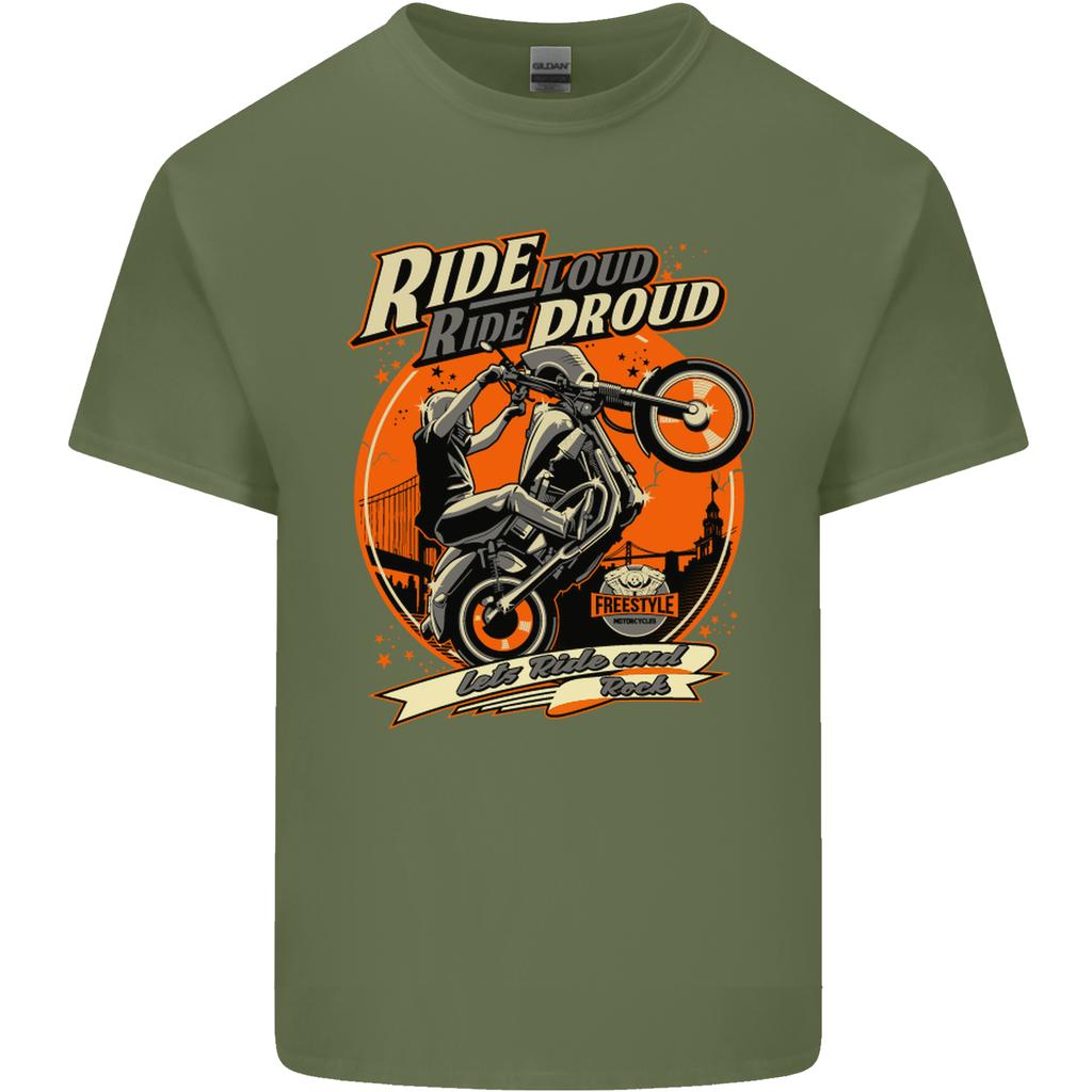 Ride Loud Ride Proud Motorbike Biker Unisexs Light Cotton TShirt