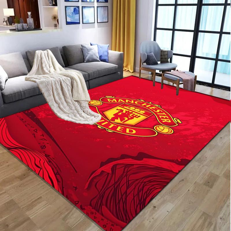 Manchester United F.C Pattern Rug, Indoor/Outdoor Mat, for Picnic, Gameroom, Bedroom, Office, Living Room, Home Decor Carpet, Birthday Gift
