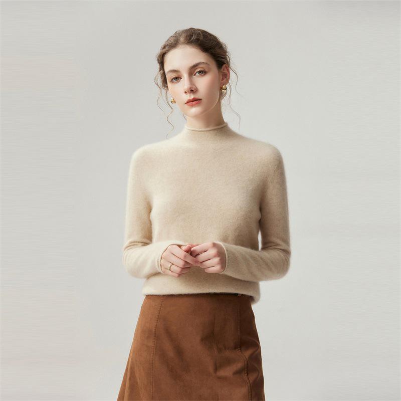 Lekasha Women's Cashmere Rolled Hem Turtleneck Sweater