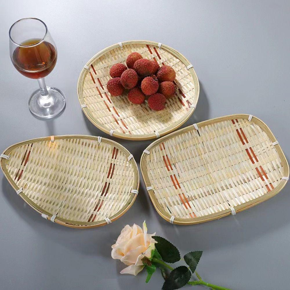 Vegetable Food Storage Basket Bread Round Snack Basket Rustic Woven Basket  for Fruit Vegetables