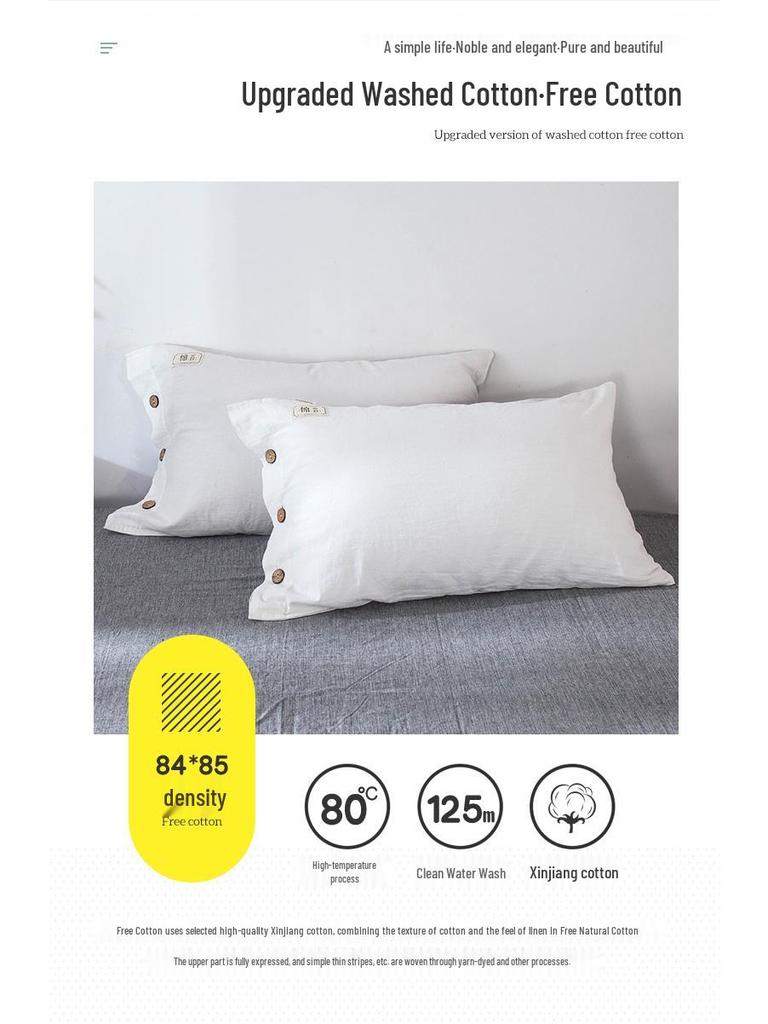 Zestaw 2 poszewek na poduszkę pojedynczą z czystej bawełny i lnu z wewnętrznym wkładem w całości bawełnianym, 48cm x 74cm