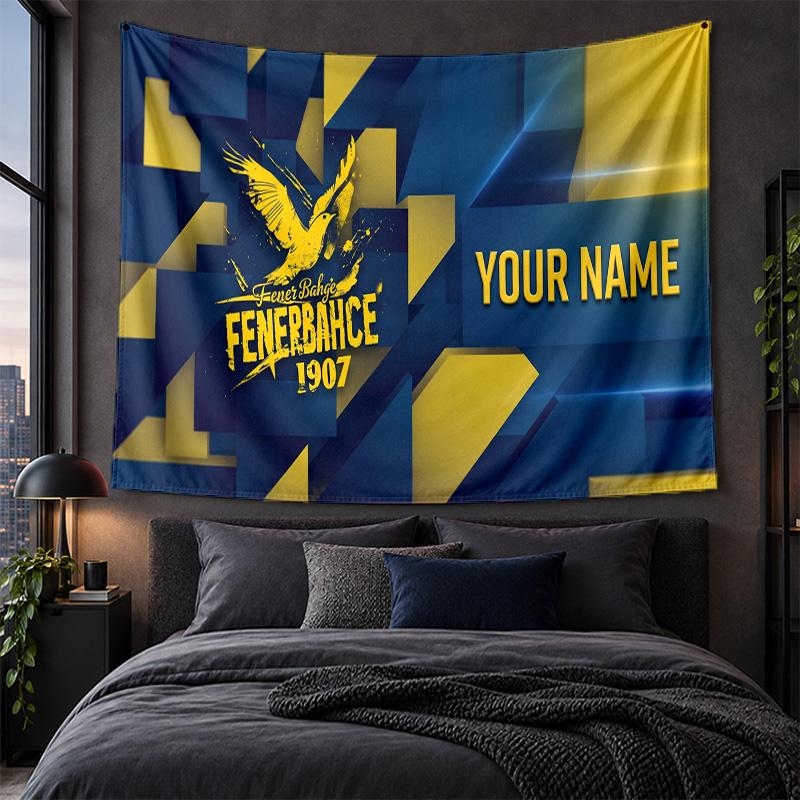 Arazzo Personalizzato da Appendere alla Parete Tessuto con Sfondo Artistico Modello Fenerbahçe FC