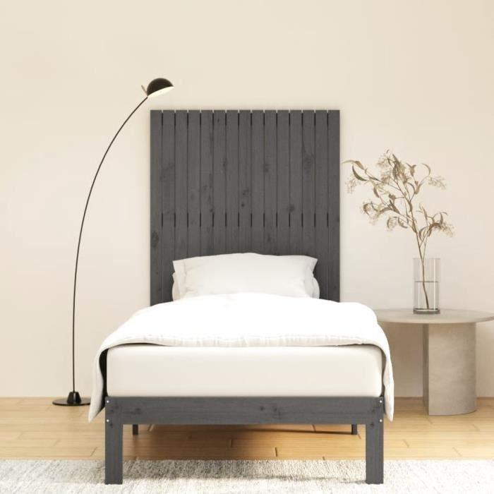 824935 vidaXL Wall-mounted Headboard Grey 95.5x3x110 Cm Solid Pine Wood