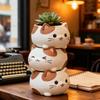 3D stacked cat flower pot silicone mold, works for resin, plaster and clay. Great for succulent planters, desk decor and handmade gifts.