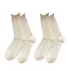 2Pairs Lingge Mid-calf Cotton Socks Heart Ruffle Tube Socks Women Sweet White Socks  Daily