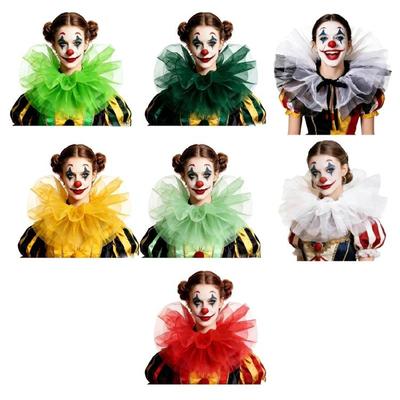 Halloween Kostümkragen für Erwachsene und Kinder, mehrlagiger Tüll Clown-Halskrause mit übergroßem Styling für Cosplay Bühnenshows