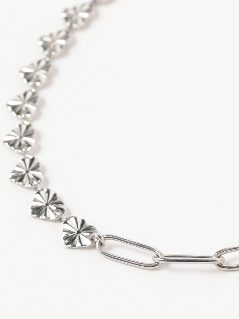 [Ray Beams] Stainless Steel Heart & Chain Necklace for Women, Silver, One Size
