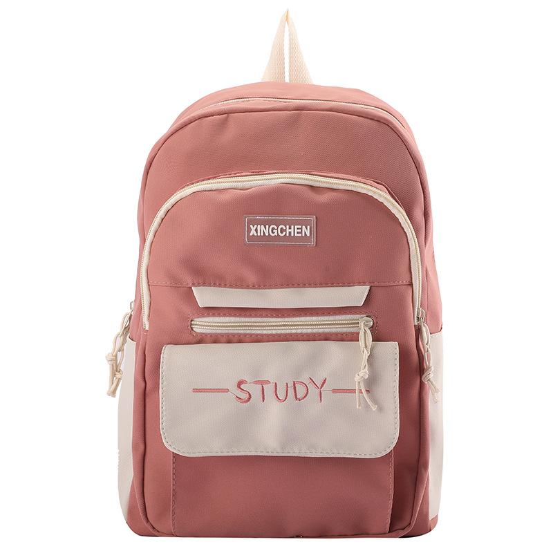Student backpack trend letter middle and high school campus schoolbag casual large capacity contrast backpack trendy fashion