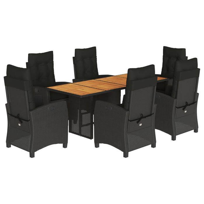 VidaXL Ensemble à Manger de Jardin avec Coussins 7 pcs, Table et Chaises avec Dossier Réglable, Meubles d'Extérieur, 3212707