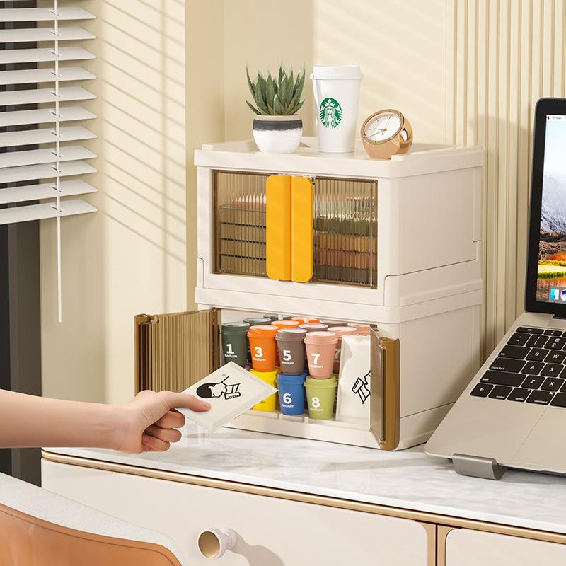 

ZY-HE075 Foldable Transparent Plastic Storage Box (No Installation Required) Brown