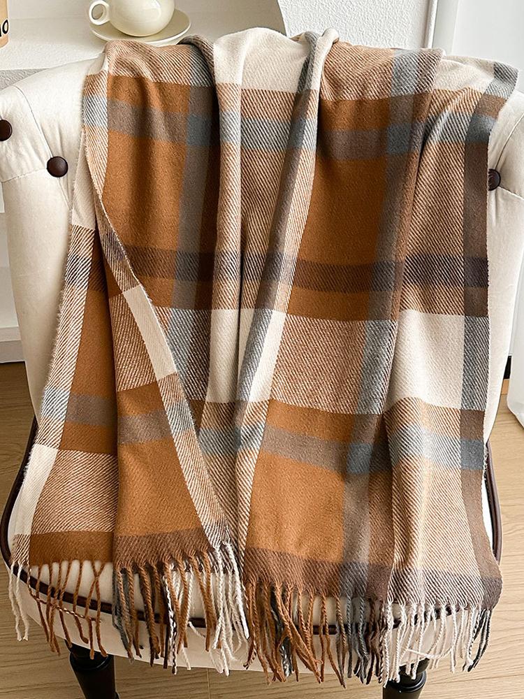 Women Winter Knitted Scarf Headscarf Lady Men Casual Plaid Tassel Warm Scarve Male Foulard Wrap Shawl New Unisex Korean New