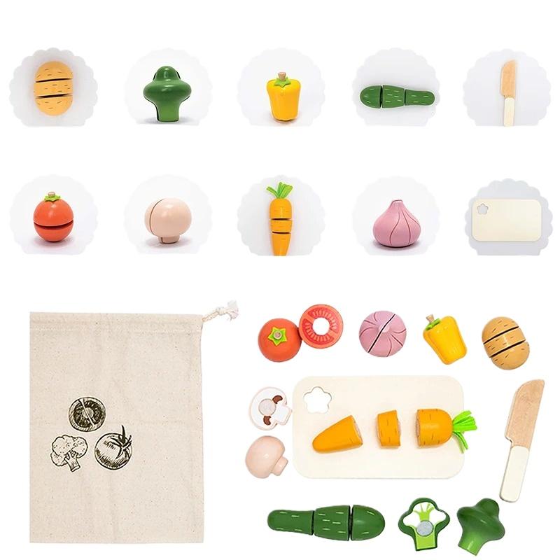 

Деревянная Имитация Кухни Игра Притворство Классическая Игра Монтессо Развивающая Игрушка для Детей Подарок Резка Фруктов Овощей