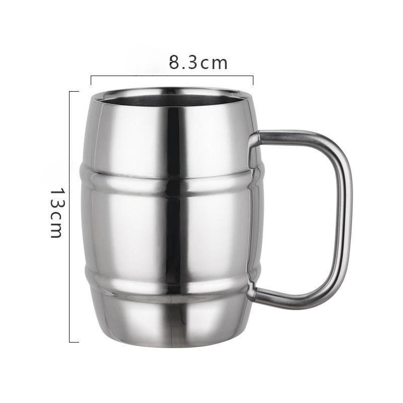 Boccale da Birra a Doppia Parete in Acciaio Inossidabile con Manico Tazza Termica per Caffè Tè al Latte Bambini Bevande Fredde Calde Uso Casa Bar Ristorante