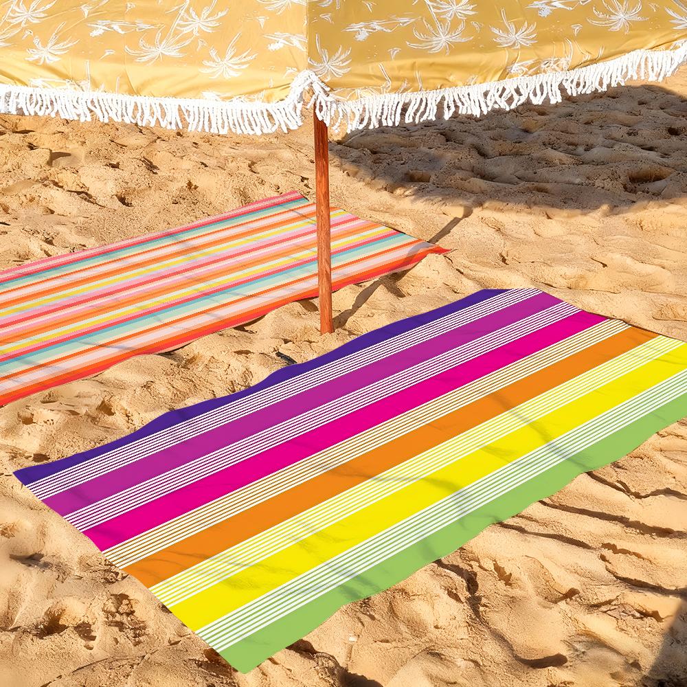 Fashionable Colorful Striped Towel Quick Drying Beach Towels Are Suitable For Swimming Pools Camping Yoga And The Gym