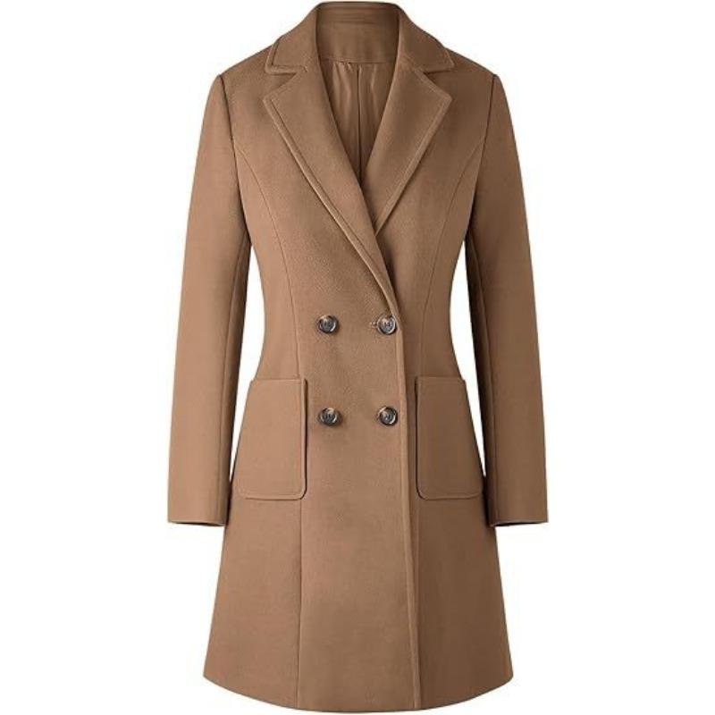 Women Slim Fit Solid Long Sleeve Mid Length Casual Outerwear Coat