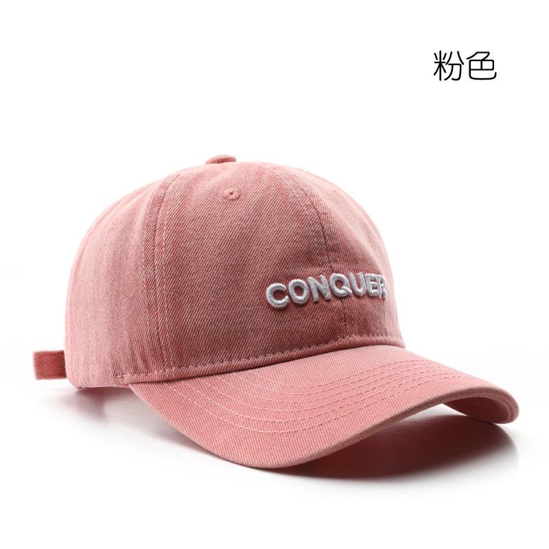 

Hat Spring and Autumn Denim Letter Embroidery Cap Outdoor Travel Sunscreen Shade Baseball Cap розовый