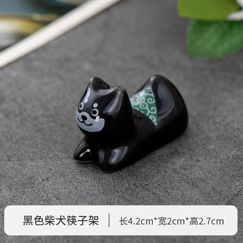 2pcs Cute Cartoon Dog Cat Ceramic Chopsticks Holder Chopstick Holder Stand Practical Fashion Chinese Kitchen Tableware Utensil