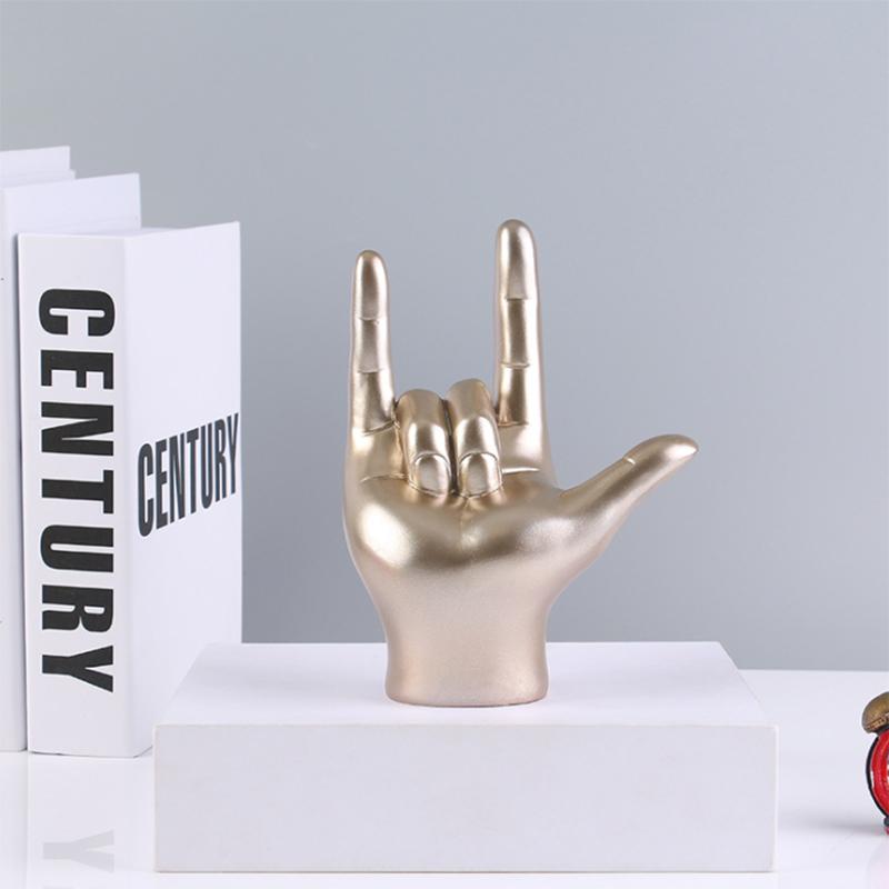 

Home Decor Gift I Love You Sign Language Hand Statue Mould Resin Crafts Figurine Abstraction Home Decoration Sculpture Ornaments золотой