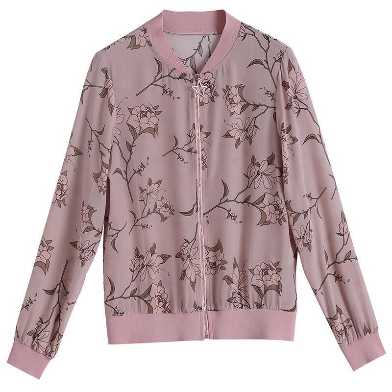 Chiffon Short Jacket Women's Long-sleeved Spring and Autumn Loose Cardigan Jacket Sunscreen Zipper Top Summer