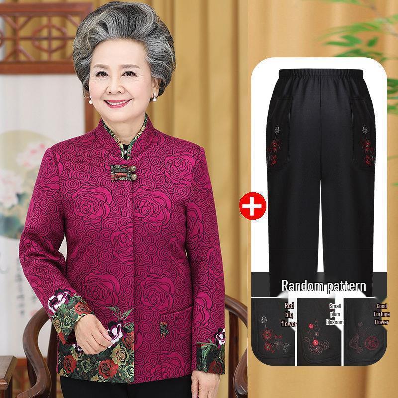 Spring and Autumn Jacket Set for Mature Women (Ages 60-80) – Grandma Style