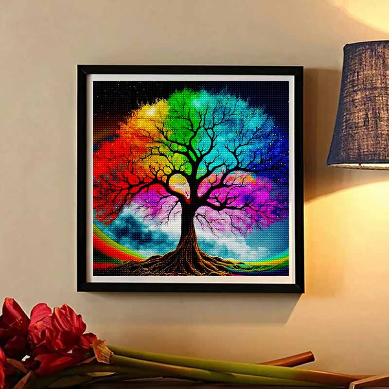 New Arrival 5D DIY Full Circle Diamond Painting "Colorful Tree" Embroidery Cross Stitch Home Decor Gift