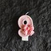 3D Birthday Candles with Pink Bow Decorations Numbers 0-9 Suitable for Birthdays Parties Festivals New Year's Celebrations