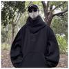 Men's High-Neck Embroidered Hoodie: Socially Anxious Ninja Style for Autumn/Winter