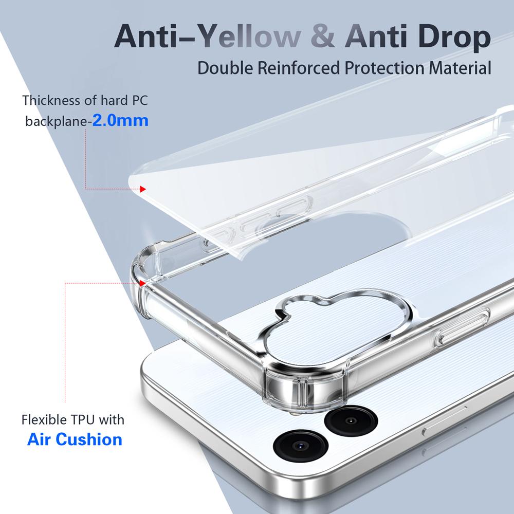 KEYSION Custodia trasparente antiurto a quattro angoli per Samsung A06 4G 5G TPU morbido+PC Cover posteriore trasparente per telefono per Galaxy A06 5G