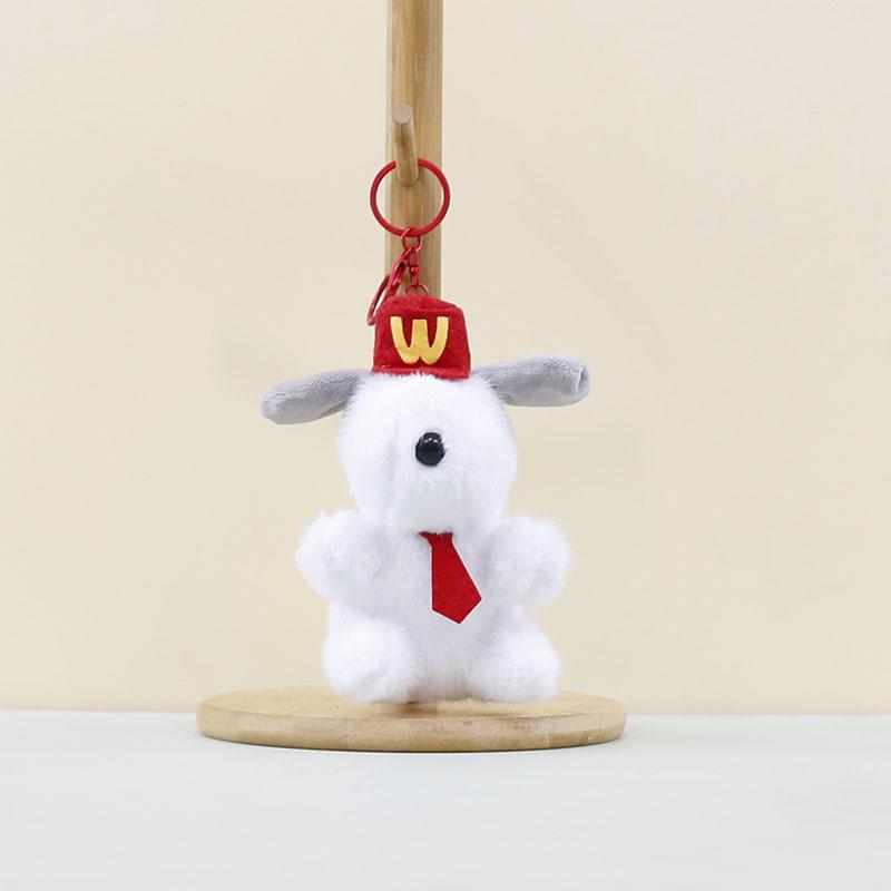 Whimsical Dog Plush Keychain Adorable Grey And Black Stuffed Animal For Keyring Use