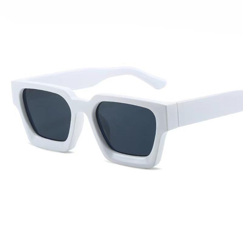 2025 European and American Thick Frame Sunglasses Trendy Square Frame Eyeglasses Stylish Cross-border Oversized Aviator Glasses белый