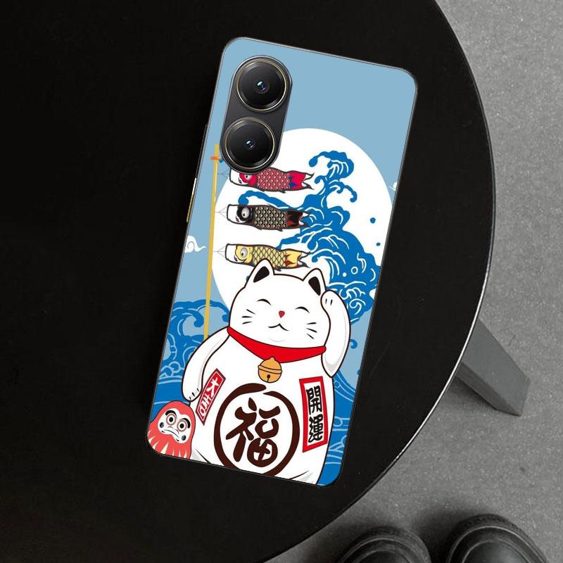 Lucky Cat Maneki Neko Japanese Phone Case Cover for Xiaomi Poco X6 X5 X7 Pro F7 Ultra Redmi 15C 15 13C 13 12C 12 10C 10 10A 9C 9