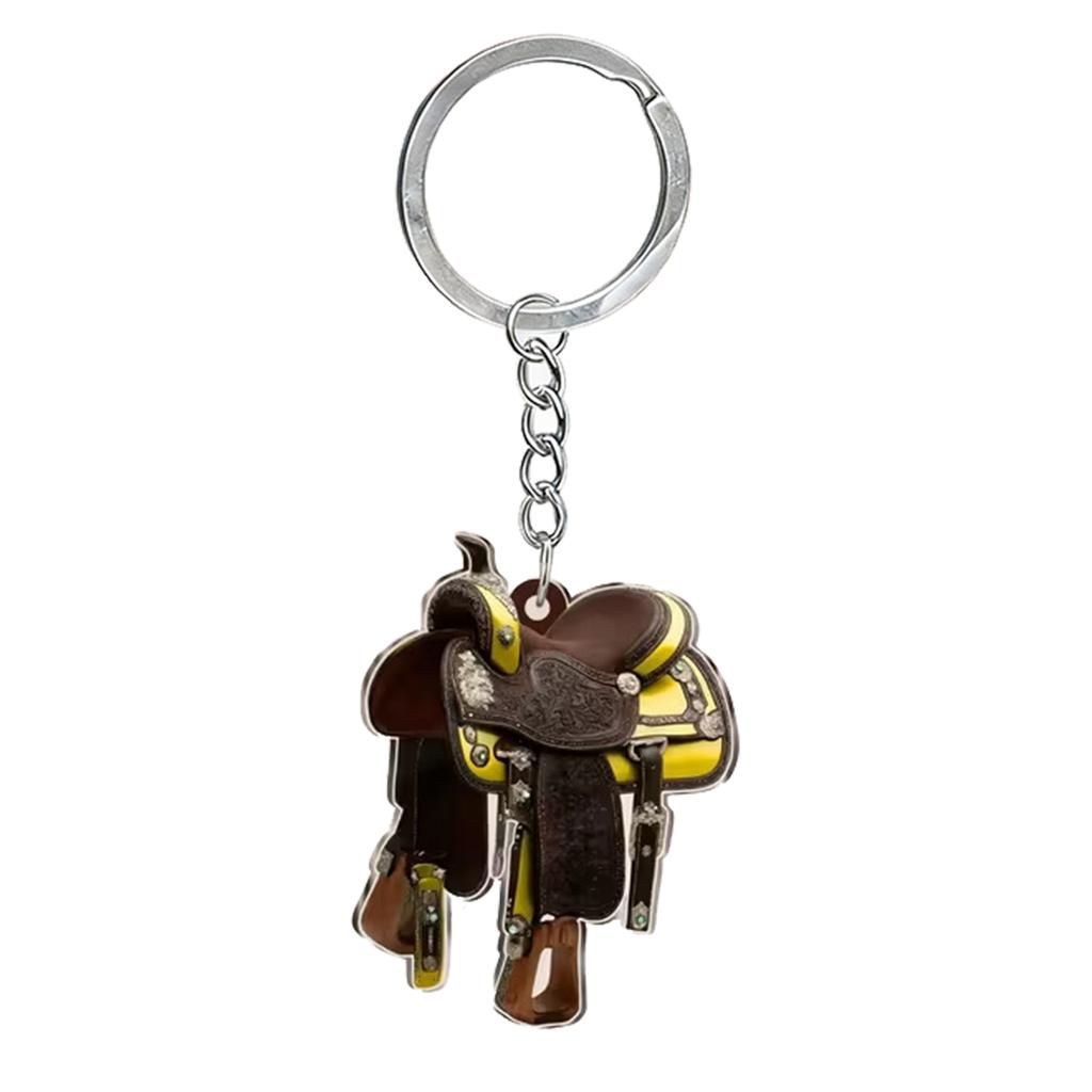 Stylish Acrylic Horse Saddles Keychain For Car Mirror Decoration Hanging Ornament Gift Home Decors And Locker Use