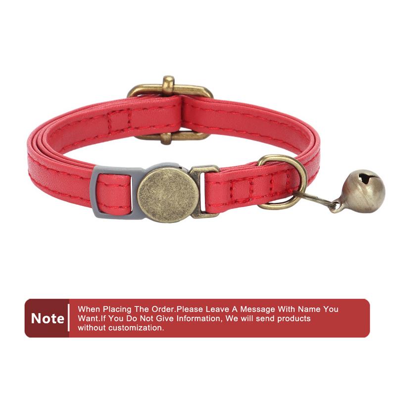 Classic Custom Personalized Leather Cat Dog Collar with Name Plate Engraved Cute Puppy Kitten Dog Cat Collars for Small Medium Cats Dogs