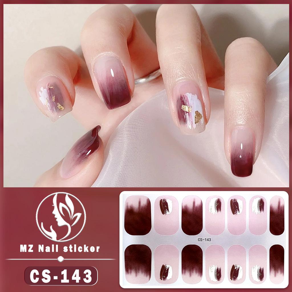 CS Waterproof No-Cure Gel Nail Wraps, Full Cover Contrast Color Tiger Head Pattern Nail Stickers, Nail Patch Films