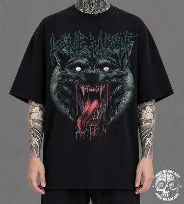 Wolf T-Shirt, Gothic Grunge Oversized Black Tee, Dark Fantasy Werewolf Graphic Shirt, Occult Monster Apparel, Y2K Alternative Streetwear