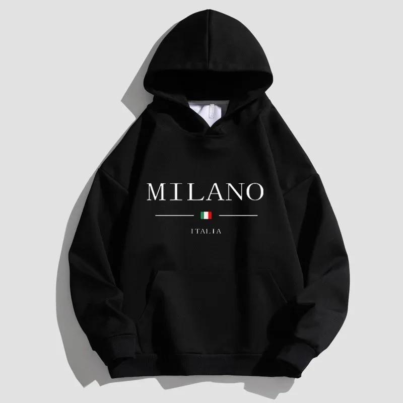 Mens Hooded Cotton Blend Sweatshirt With Printed Design Regular Fit Casual Wear