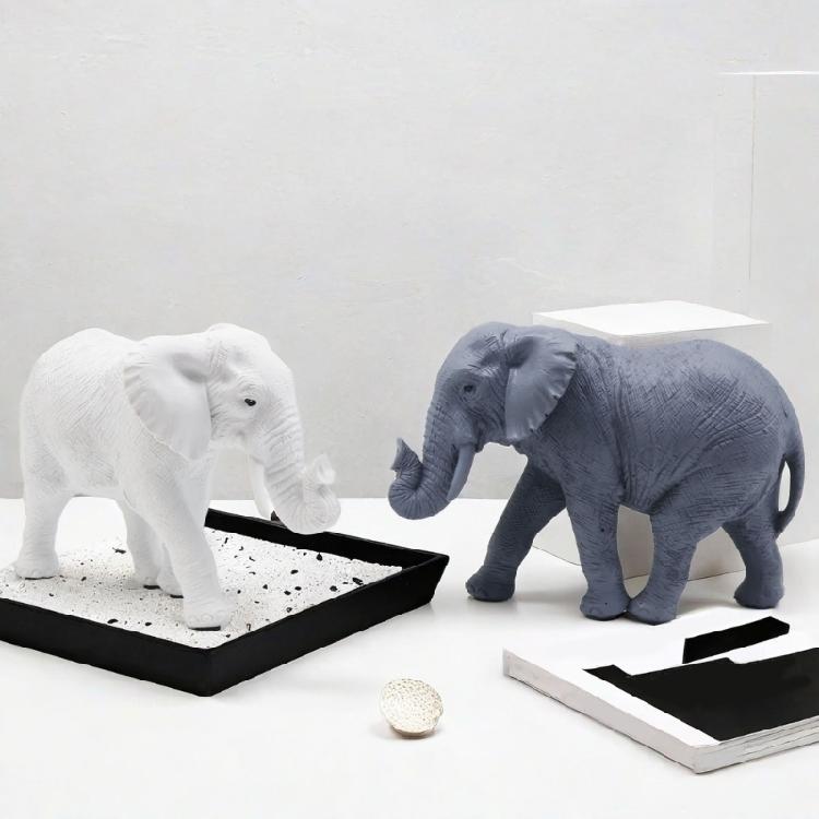 Resin Elephant Sculpture Luck and Wealth Symbol For Desk and Cabinet Decors