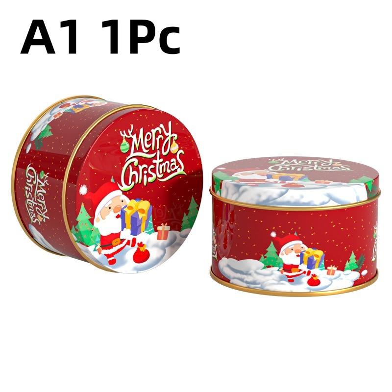 Christmas Tinplate Candy Tin Can Metal Box Cartoon Elk Santa Claus Letter Printed Xmas Candy Cookie Tea Storage Gift Case