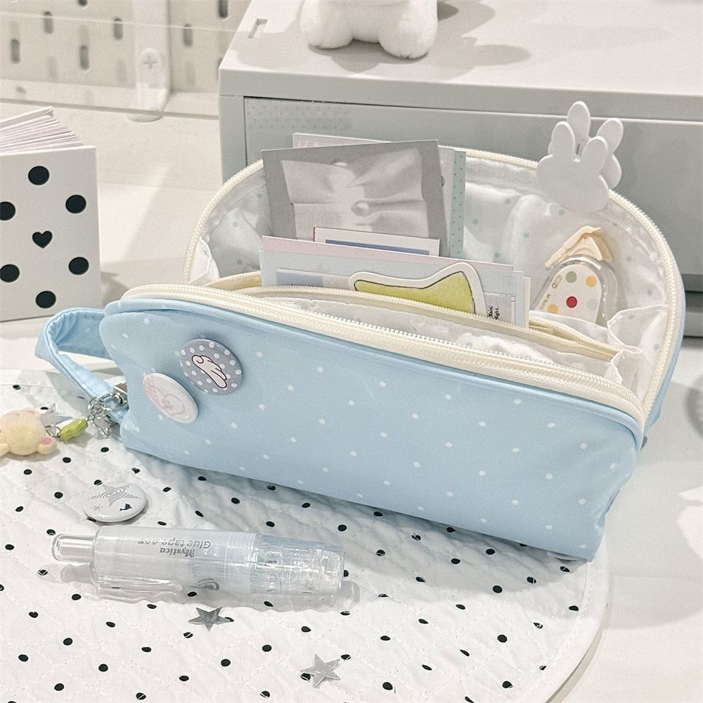 Shell Shape Pencil Pouch Polka Dot Pattern Pen Bag Multi-purpose Pencil Case  School Office