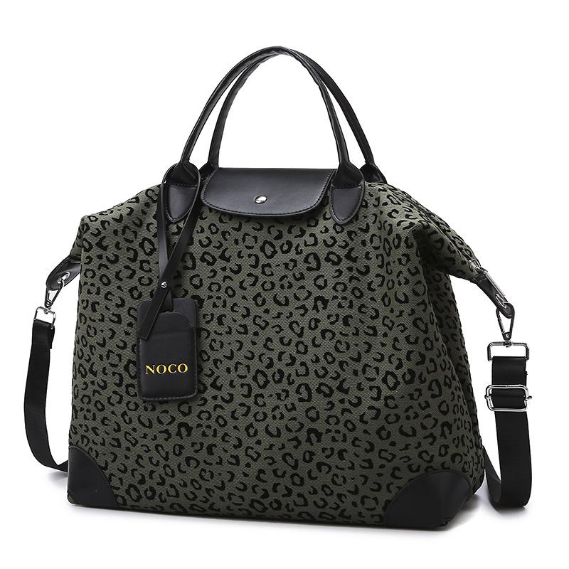 

Autumn and Winter New Color Leopard Print Color Matching Travel Bag Shoulder Bag Large Capacity Messenger Bag Wear-resistant Anti-splashing Tote Bag зелений