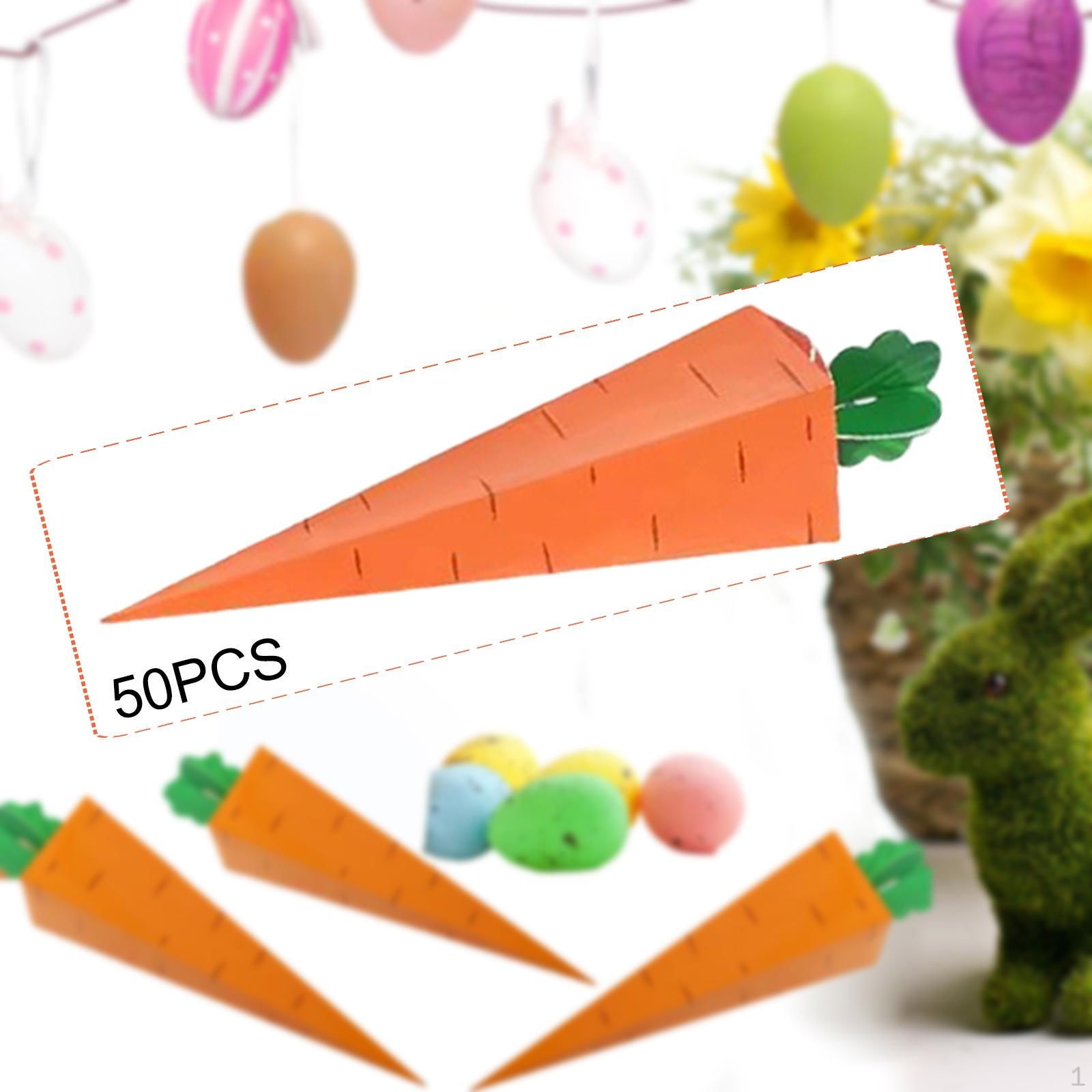 50x Candy Boxes Creative Orange Carrot Design Decor Cute Treat Unique for Goodies Party Favors