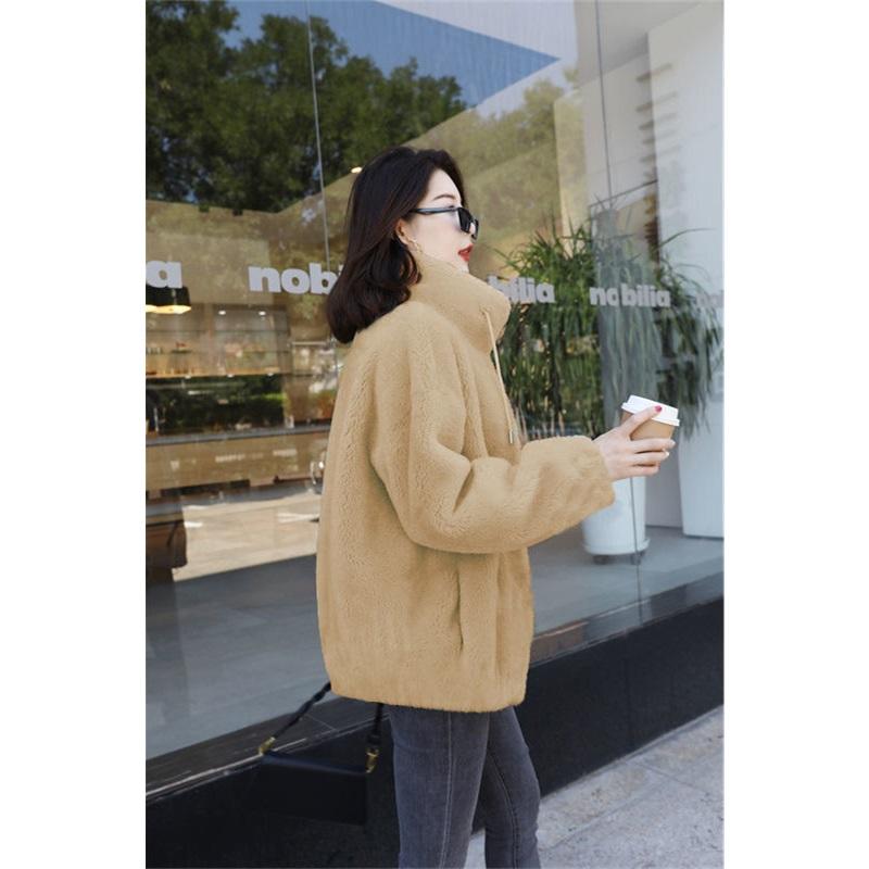 Women's Winter Warm Double Sided Coral Velvet With Thickened High Collar Zipper Coat